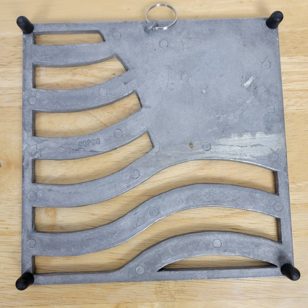 Vintage Copco American Flag Cast Aluminum Trivet 7x7 Mid Century‎ Modern USA 70s